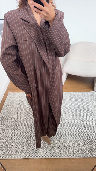 coco striped longline blazer - Aria - Fash Focused