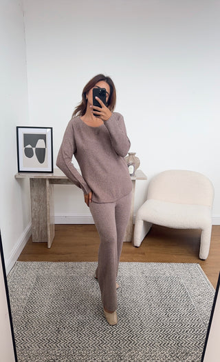 Taupe basic knit coord - ema - Fash Focused
