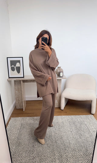 camel basic knit coord- leila - Fash Focused