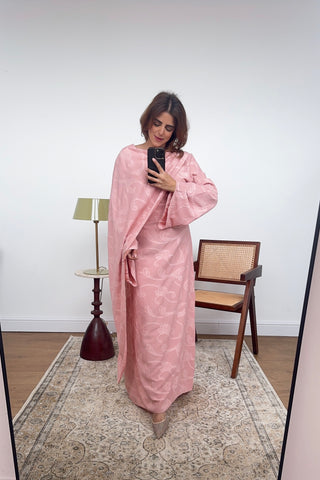 Pink drape scarf printed dress- lana - Fash Focused