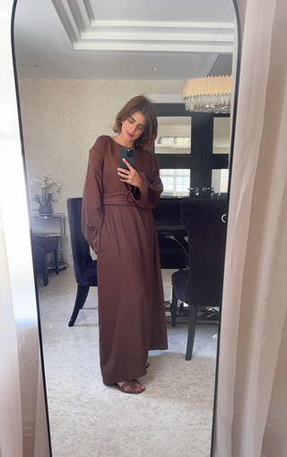 Coco linen mix dress with belt- naria