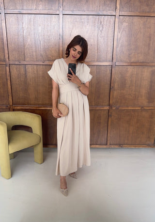 Cream braided neck dress- ira