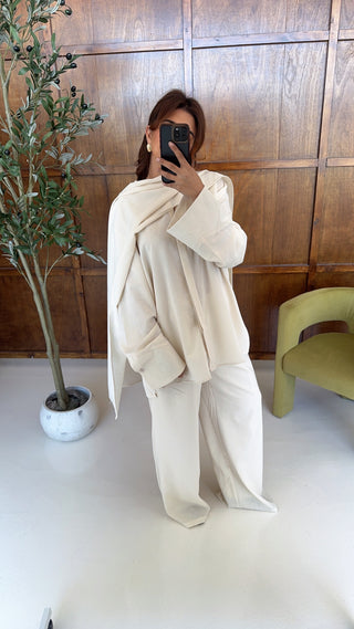 Cream three piece scarf coord- margot - Fash Focused