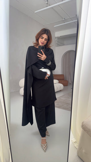 Black draped coord set- atheer - Fash Focused
