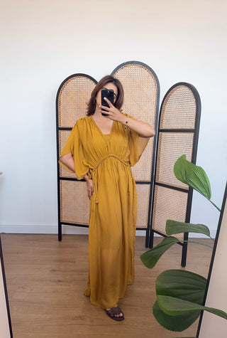 lela dress in mustard