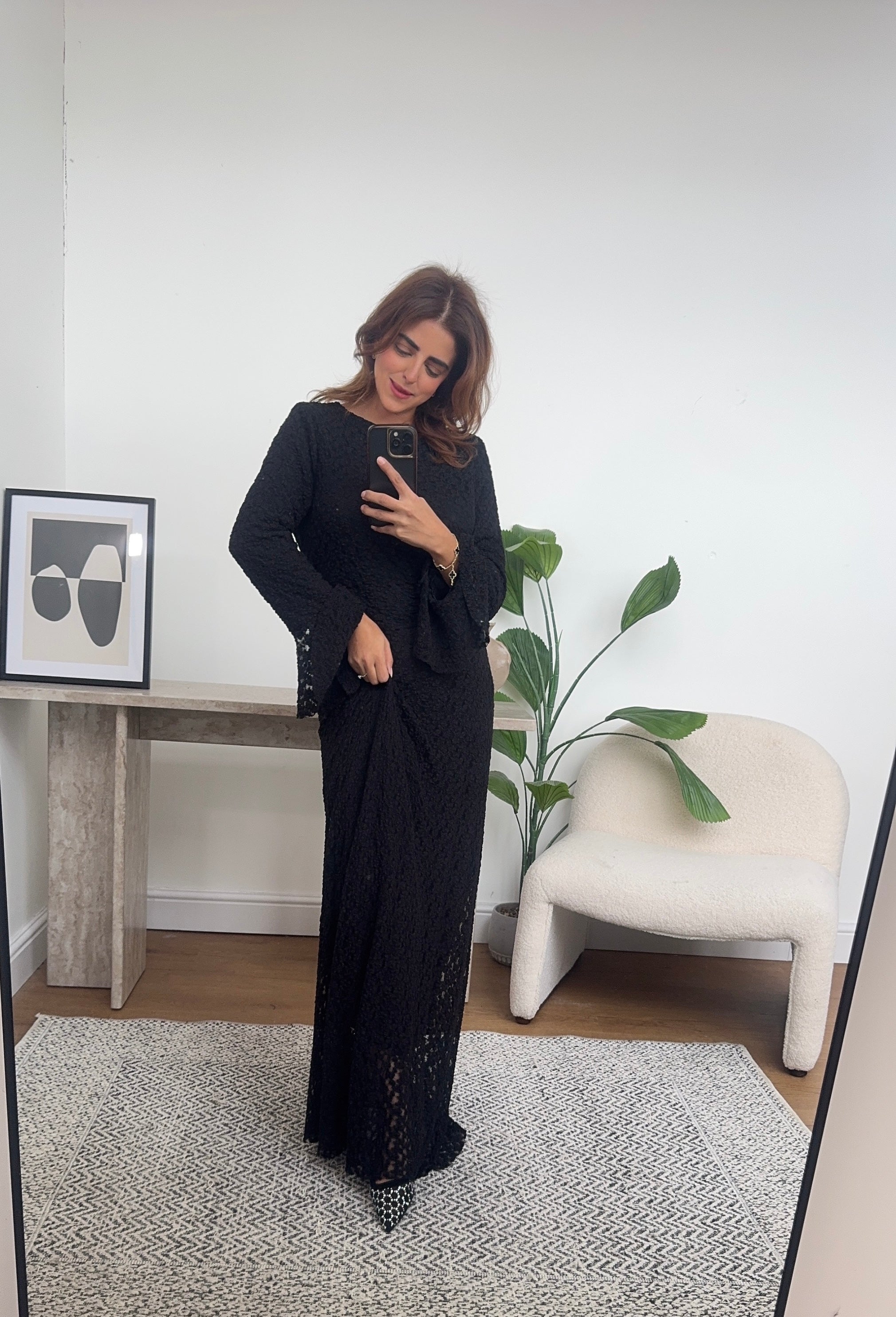 Black fully lined lace dress- jayna