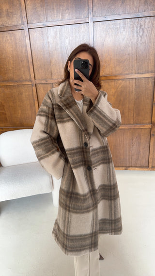 Beige check coat- marli
