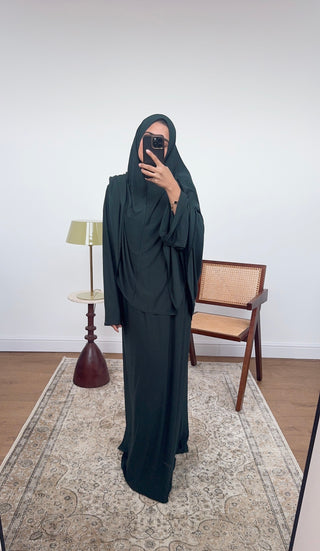 forest green jersey khimar set- haya - Fash Focused