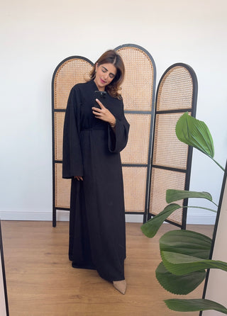 Black textured dress- amara