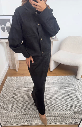 Black suede skirt two piece - kiah - Fash Focused