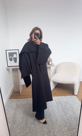 black long scarf cape jacket- daria - Fash Focused