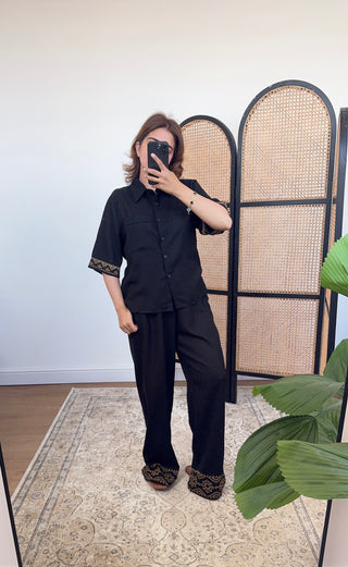 Black linen mix coord- bahi - Fash Focused