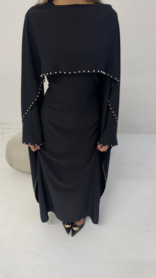 Black pearl cape dress- sisi - Fash Focused