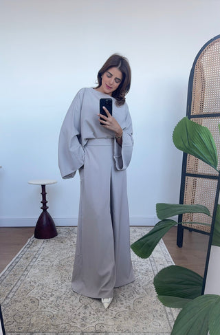 Taupe wide leg trouser Coord- lumi
