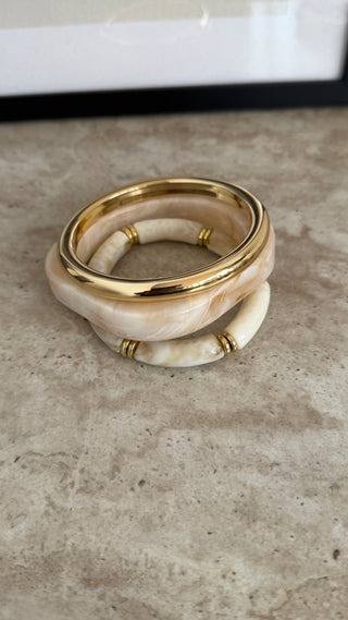 Rigid resin & metal bangle set - Fash Focused