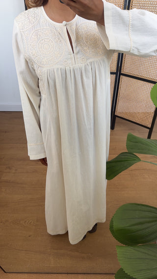 Cream embroidered dress- sania