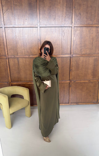 Olive dress with drape detail- sani