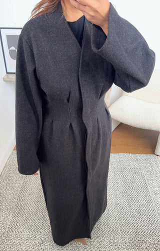 Black Structured coat with a belt- sica - Fash Focused