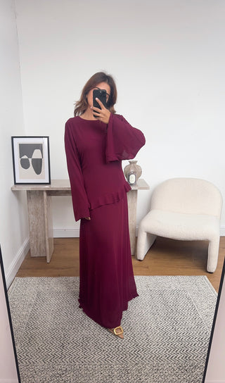 wine chiffon maxi dress- bria - Fash Focused