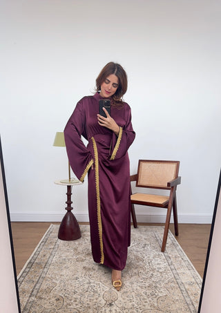 Plum dress with lace detail- elara