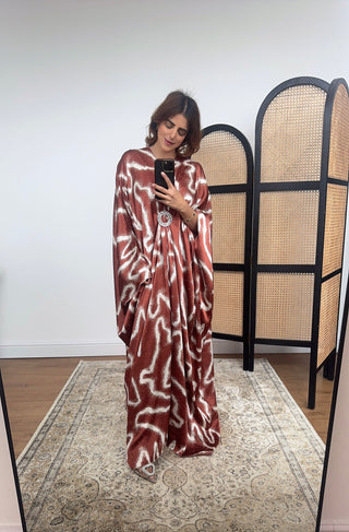 Rust/white printed diamente kaftan- rana - Fash Focused