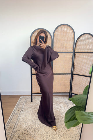 Coco scarf detail fishtail dress- Regina