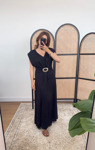 Black dress with buckle detail- chaia