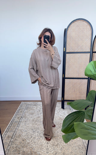 Taupe textured Coord - kaia - Fash Focused
