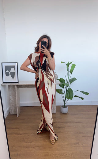 Printed pleated dress- kiara