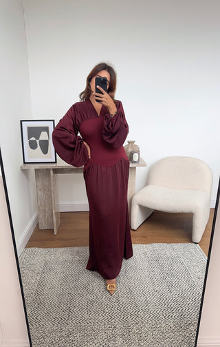 Burgandy long sleeve dress- bou - Fash Focused