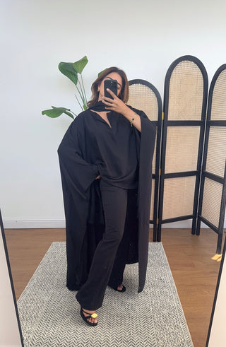 Black high low top with scarf - ariya - Fash Focused