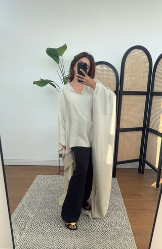 Cream high low top with scarf - ariya - Fash Focused