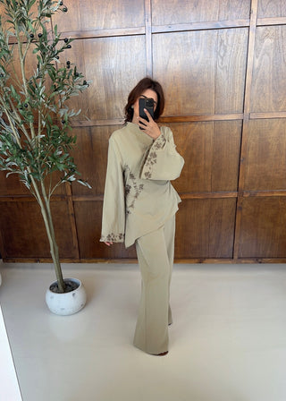 Sage embroidered two piece- hira - Fash Focused