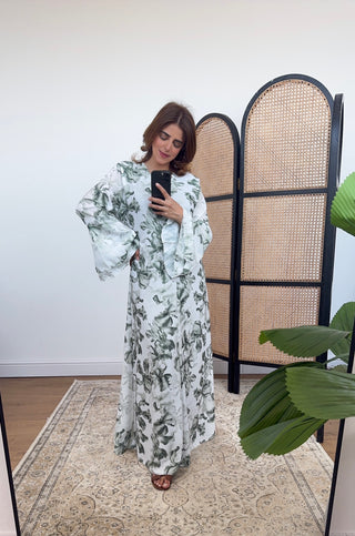 Olive floral printed dress- hana - Fash Focused