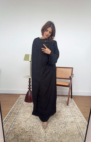 Black drape scarf printed dress- lana - Fash Focused