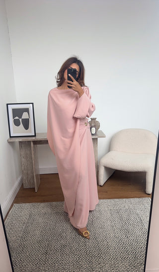 Pink dress with drape scarf- zaria