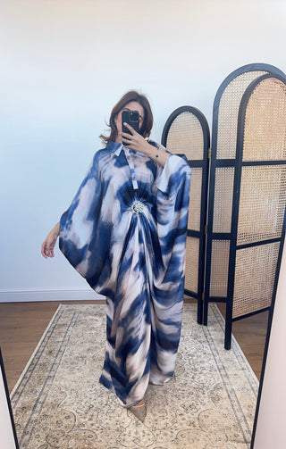 Blue butterfly dress with collar - emar - Fash Focused