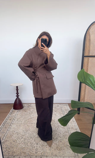 Cappuccino belted jacket- elise