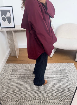 Burgandy short trench coat with zip-zoya - Fash Focused
