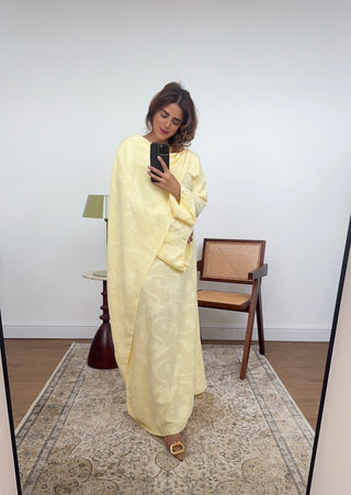 Lemon drape scarf printed dress- lana - Fash Focused