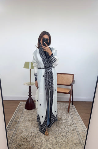 Dani printed kimono white/black - Fash Focused