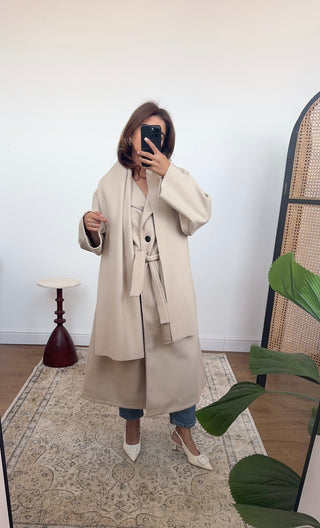 Beige coat with scarf- margot