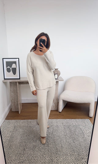 Cream basic knit coord - ema - Fash Focused
