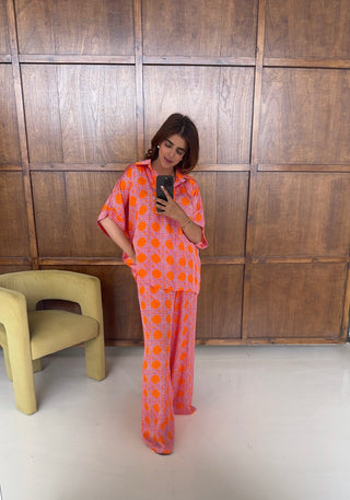 Orange chain print coord- monaco