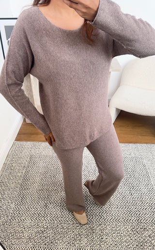 Taupe basic knit coord - ema - Fash Focused