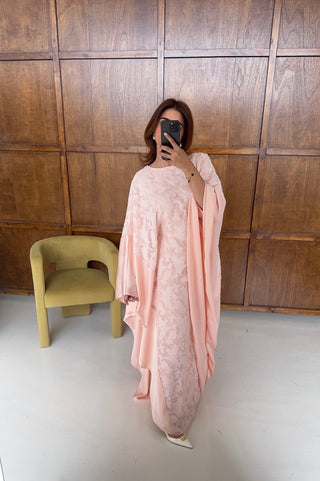 pink butterfly kaftan with inner tie belt- marzia - Fash Focused