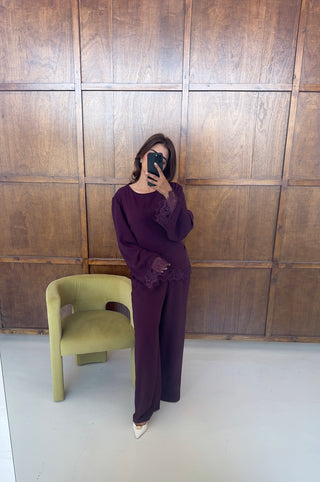 Plum tie back lace coord- hana