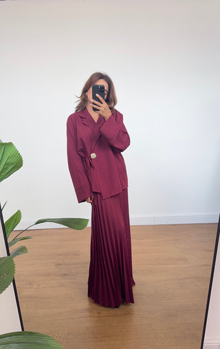 Wine blazer skirt coord - Zira - Fash Focused