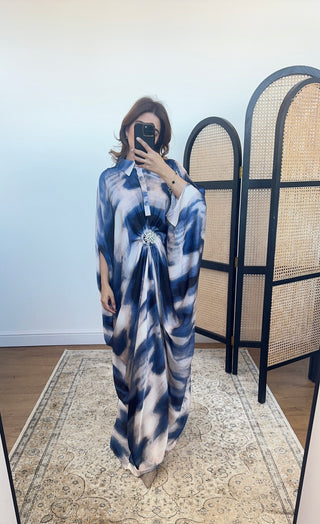 Blue butterfly dress with collar - emar - Fash Focused