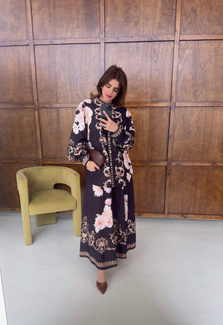 Black regal floral skirt coord - rose - Fash Focused